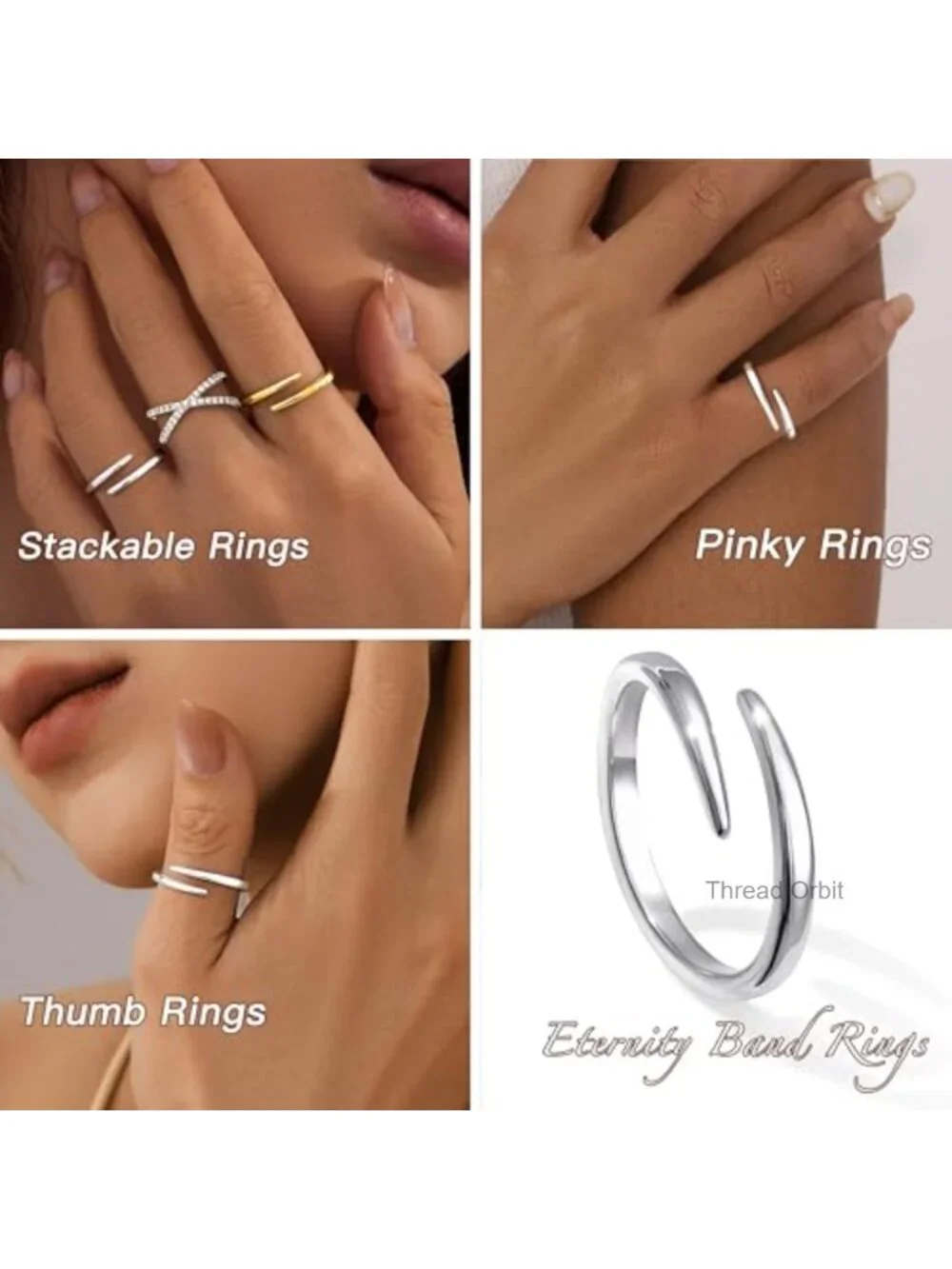 Eternity Band Ring Non Tarnish Promise Ring for Women Stainless Steel